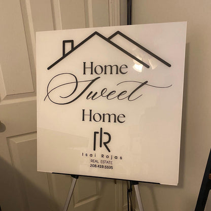 Real Estate Home Sweet Home Sign, Real Estate Agent Acrylic Sign, Closing Day Sign for Real Estate Agents, Custom Sign for Real Estate Agent