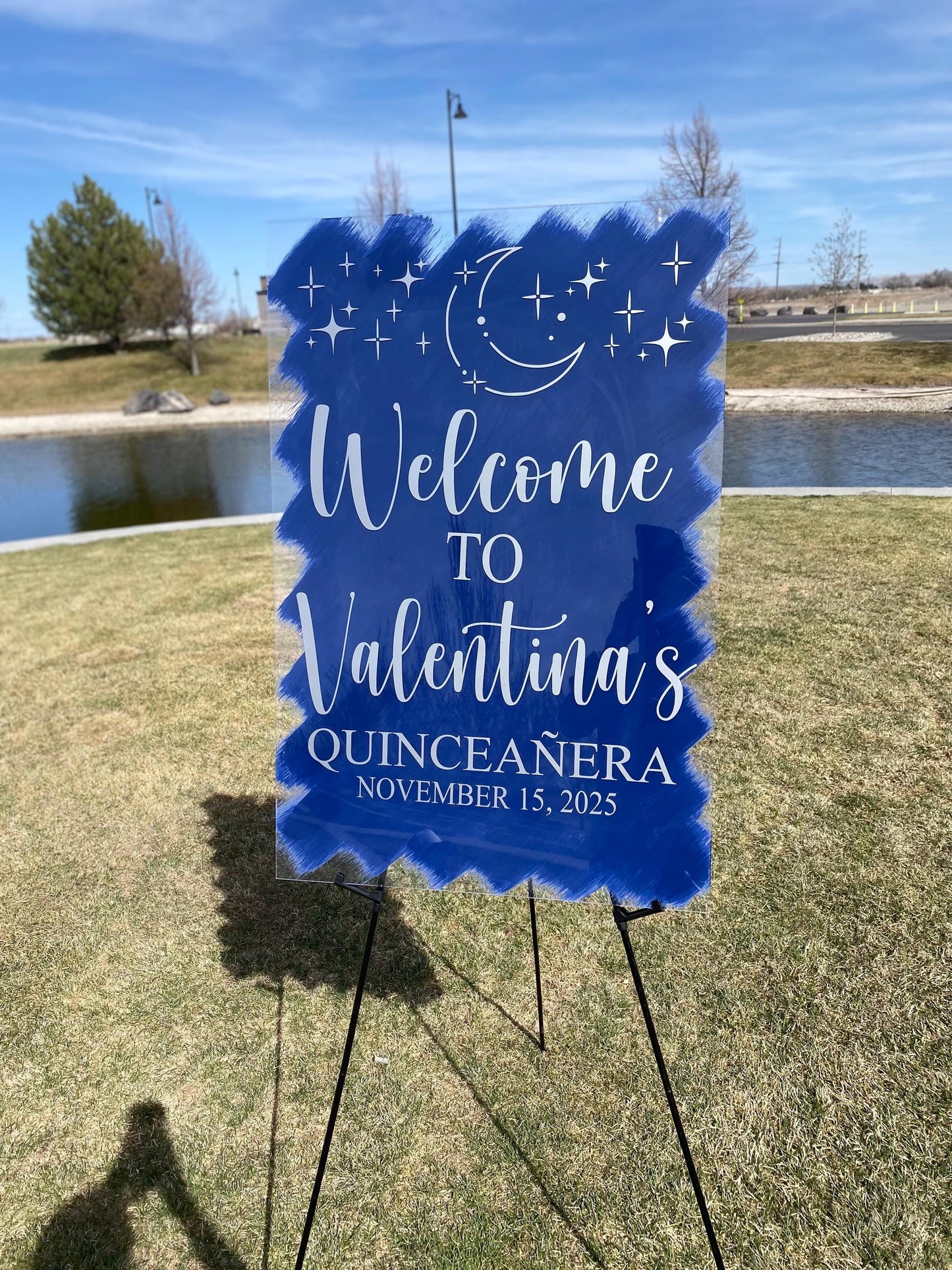 Under the Stars Sweet Sixteen Welcome Acrylic Sign, Welcome Acrylic Sign, Sweet 16 Welcome Sign, Under The Stars Quinceañera Welcome Sign